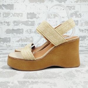 NEW Lucky Brand Delukah Platform Wedge Sandals, Natural, Women's C705